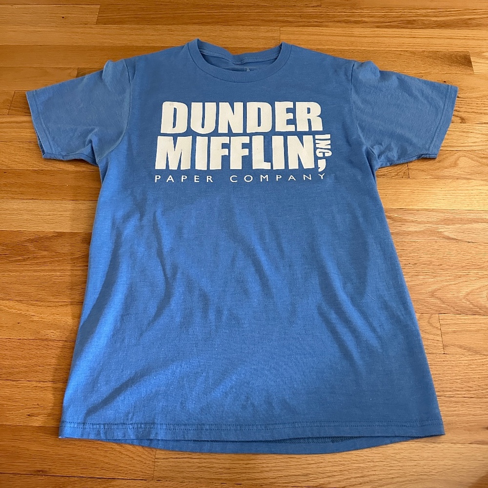 Dunder Mifflin Inc. Paper Co The Office T-shirt Size Medium Blue Light Blue